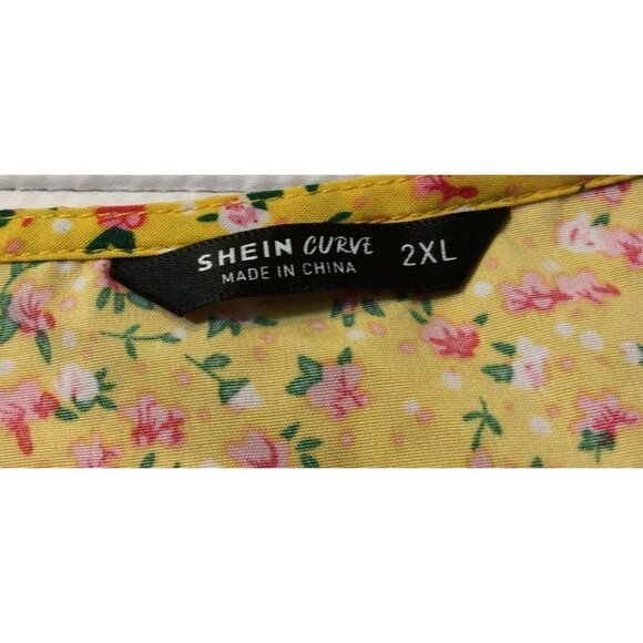 SHEIN Curve Women Tie Front Floral Top Size XL Yellow - Picture 5 of 5